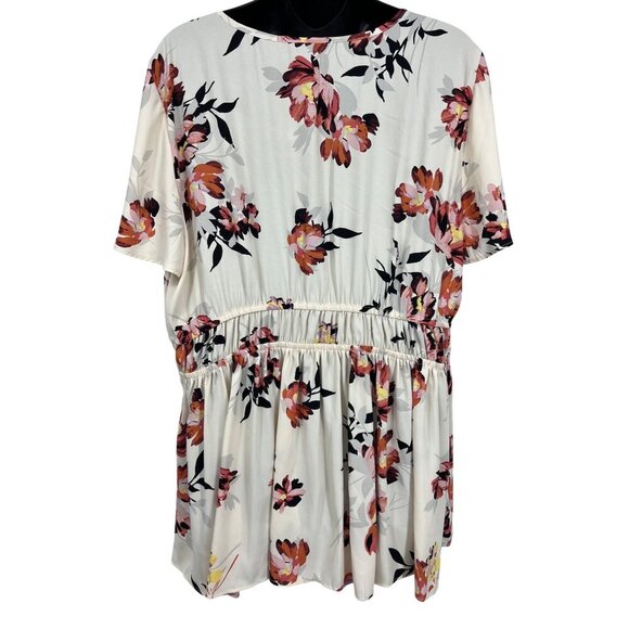 Torrid Floral Peplum Blouse 1X 14 16 Flutter Sleeves Georgette Floral Pink New - Picture 4 of 9